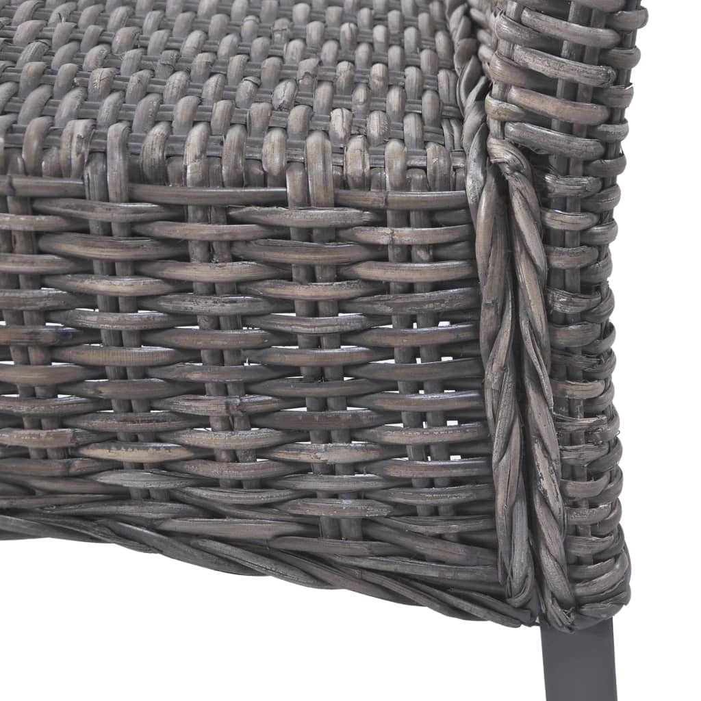 vidaXL Esszimmerstühle 2 Stk. Braun Kubu-Rattan und Mahagoniholz