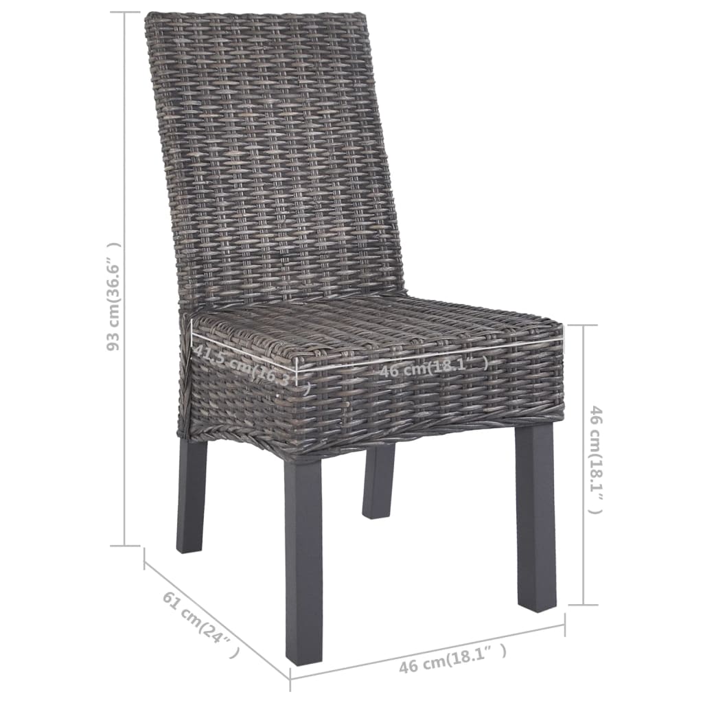vidaXL Esszimmerstühle 2 Stk. Braun Kubu-Rattan und Mahagoniholz