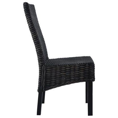 vidaXL Esszimmerstühle 2 Stk. Schwarz Kubu-Rattan und Mahagoniholz