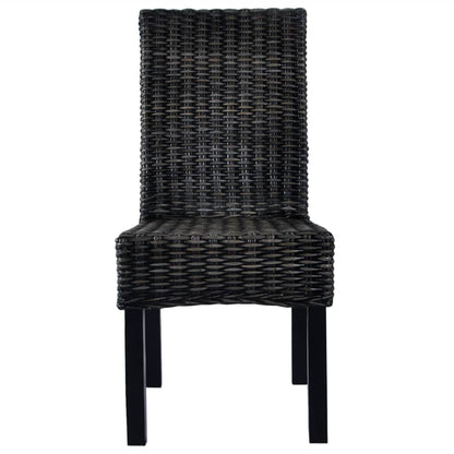 vidaXL Esszimmerstühle 2 Stk. Schwarz Kubu-Rattan und Mahagoniholz