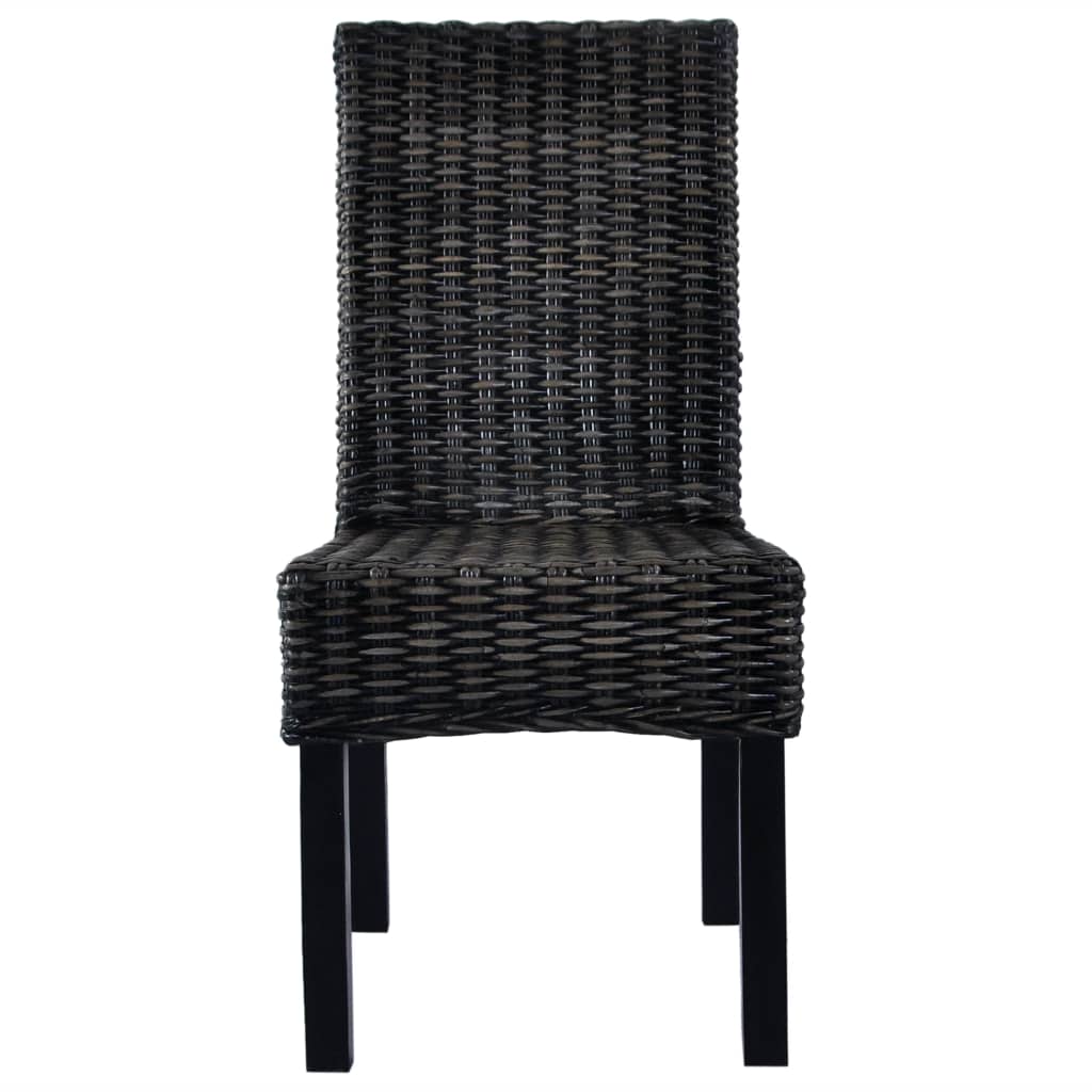 vidaXL Esszimmerstühle 2 Stk. Schwarz Kubu-Rattan und Mahagoniholz