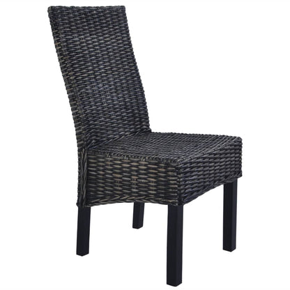 vidaXL Esszimmerstühle 2 Stk. Schwarz Kubu-Rattan und Mahagoniholz