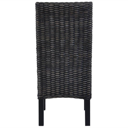 vidaXL Esszimmerstühle 2 Stk. Schwarz Kubu-Rattan und Mahagoniholz