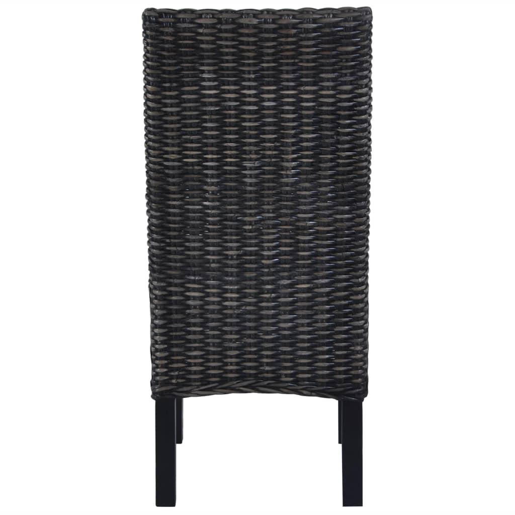 vidaXL Esszimmerstühle 2 Stk. Schwarz Kubu-Rattan und Mahagoniholz