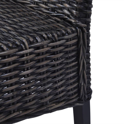 vidaXL Esszimmerstühle 2 Stk. Schwarz Kubu-Rattan und Mahagoniholz