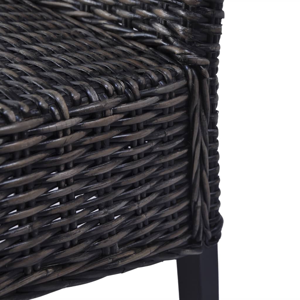 vidaXL Esszimmerstühle 2 Stk. Schwarz Kubu-Rattan und Mahagoniholz