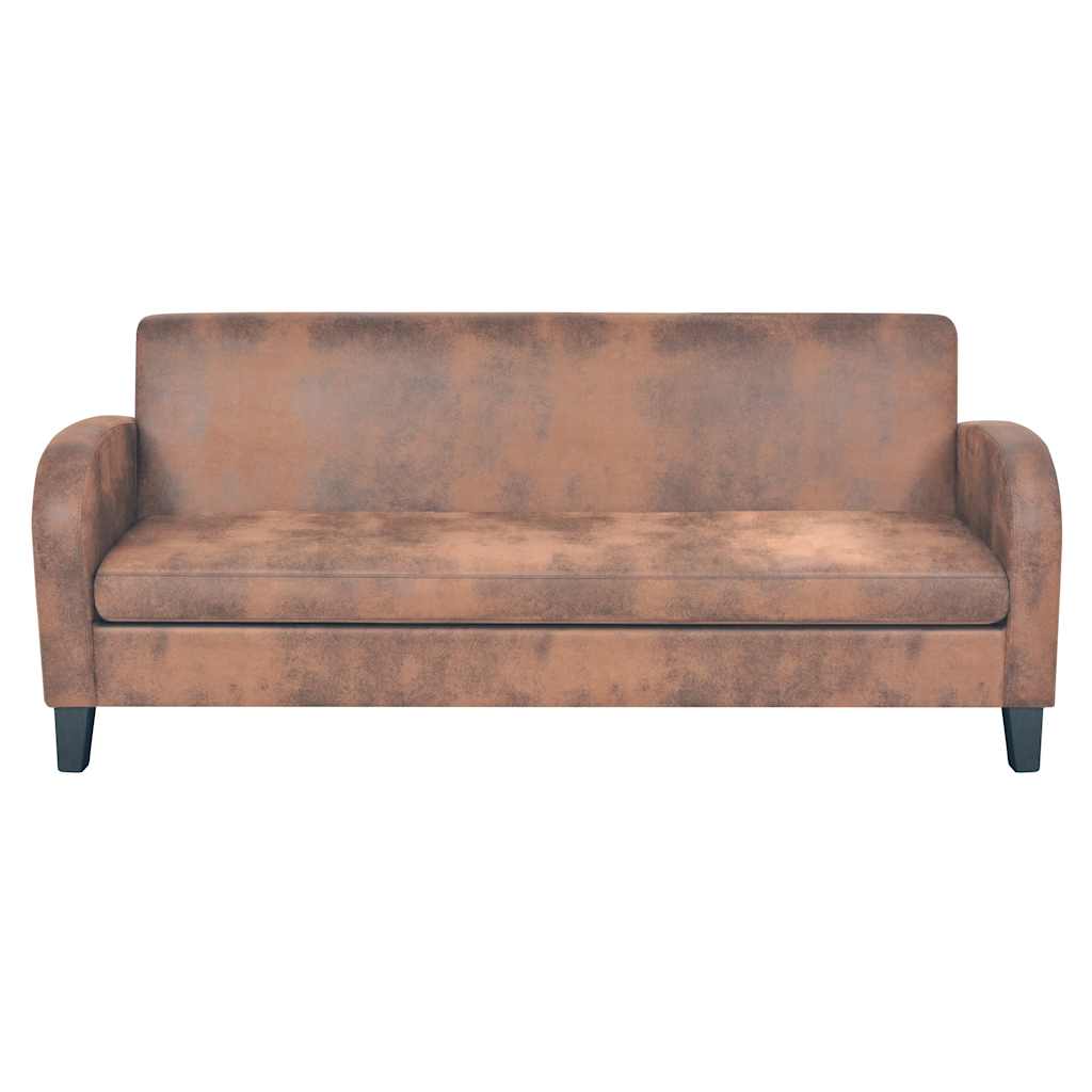 vidaXL Sofa-Set 2-tlg. Kunstleder in Wildleder-Optik Braun