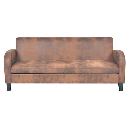 vidaXL Sofa-Set 2-tlg. Kunstleder in Wildleder-Optik Braun