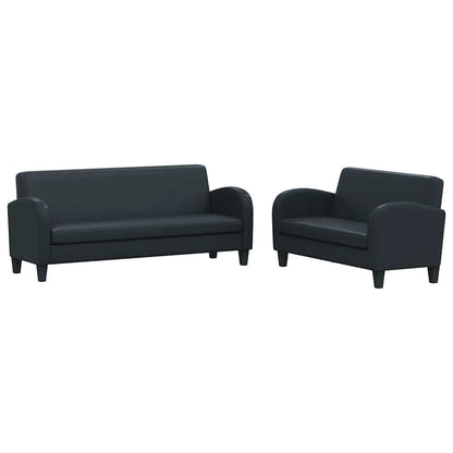 vidaXL 2-tlg. Sofa-Set Kunstleder Schwarz