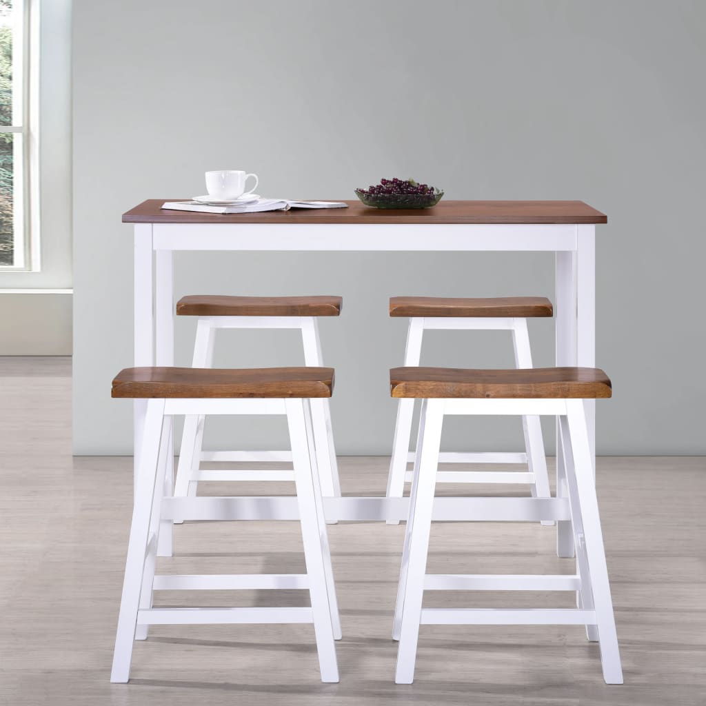 vidaXL Bartisch- und Hocker-Set 5-tlg. Massivholz