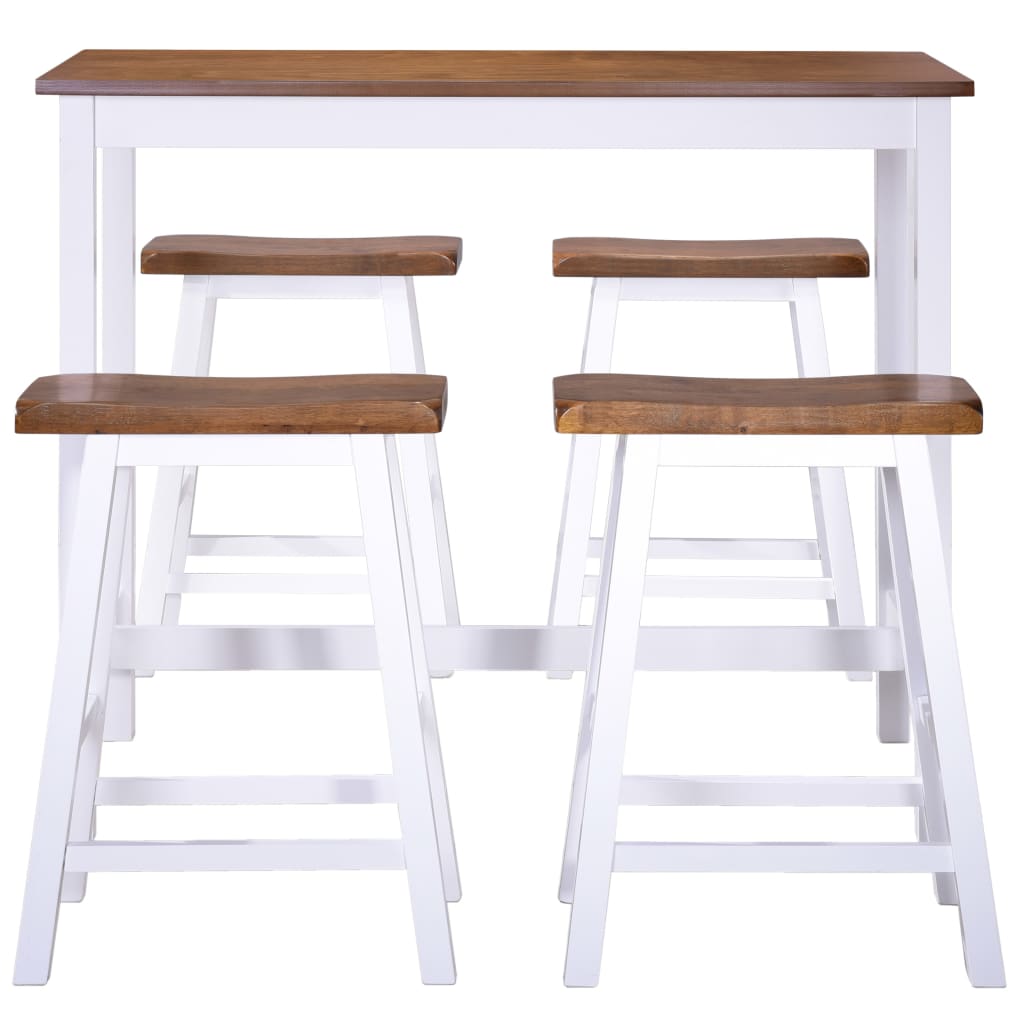 vidaXL Bartisch- und Hocker-Set 5-tlg. Massivholz