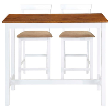 vidaXL Bartisch mit Stühlen 3-tlg. Massivholz Braun und Weiß