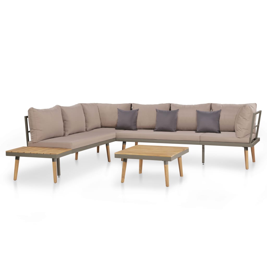 vidaXL Salon de jardin 4 pcs avec coussins en bois d'acacia massif marron