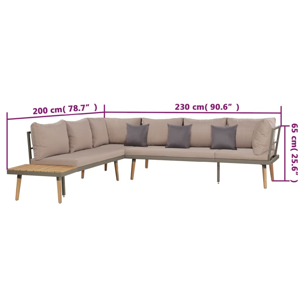 vidaXL Salon de jardin 4 pcs avec coussins en bois d'acacia massif marron