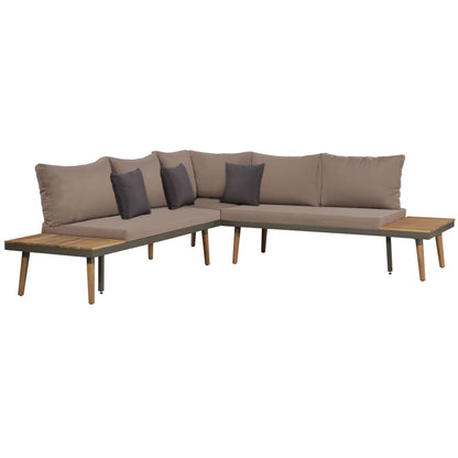 vidaXL Salon de jardin 4 pcs avec coussins, Bois d'acacia massif Marron