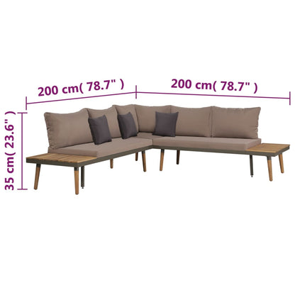 vidaXL Salon de jardin 4 pcs avec coussins, Bois d'acacia massif Marron