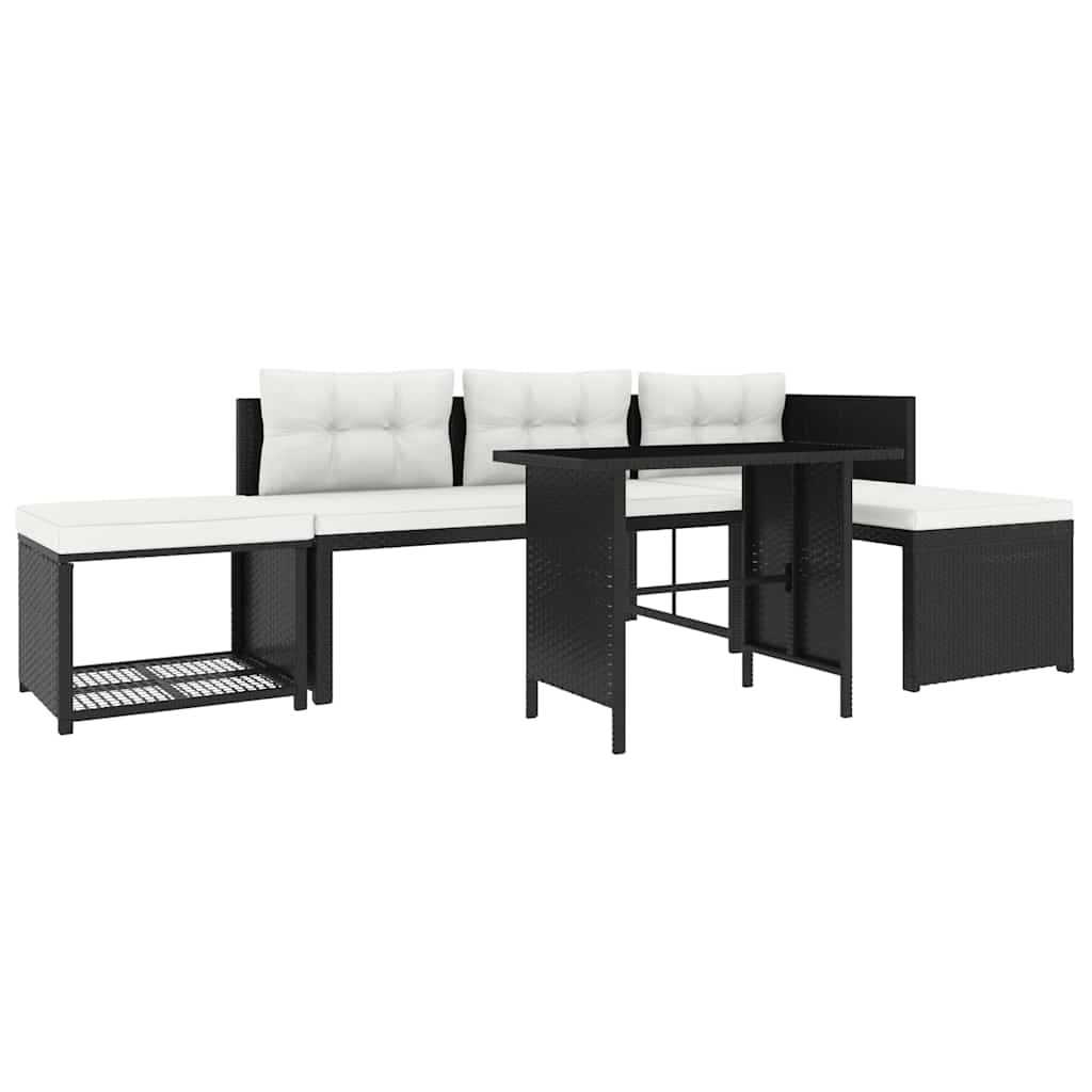 vidaXL Salon de jardin 4 pièces en résine tressée Noir