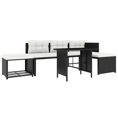 vidaXL Salon de jardin 4 pièces en résine tressée Noir