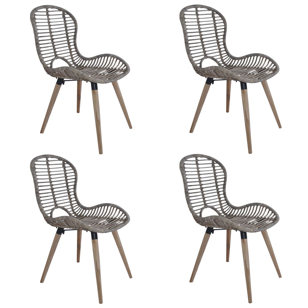 vidaXL Chaises de salle à manger 4 pcs Marron Rotin naturel