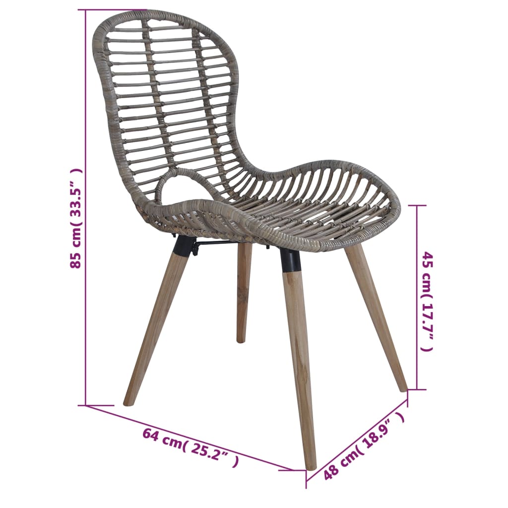 vidaXL Chaises de salle à manger 4 pcs Marron Rotin naturel