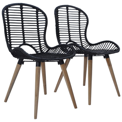 vidaXL Chaises de salle à manger 2 pcs Noir rotin naturel