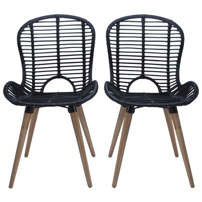 vidaXL Chaises de salle à manger 2 pcs Noir rotin naturel