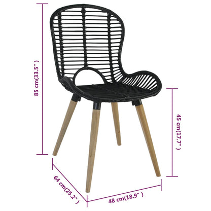 vidaXL Chaises de salle à manger 2 pcs Noir rotin naturel