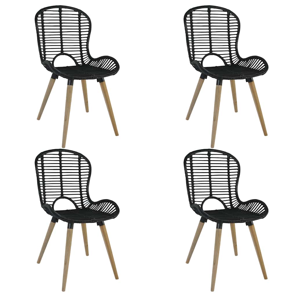 vidaXL Esszimmerstühle 4 Stk. Schwarz Natur Rattan
