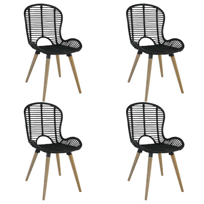 vidaXL Esszimmerstühle 4 Stk. Schwarz Natur Rattan