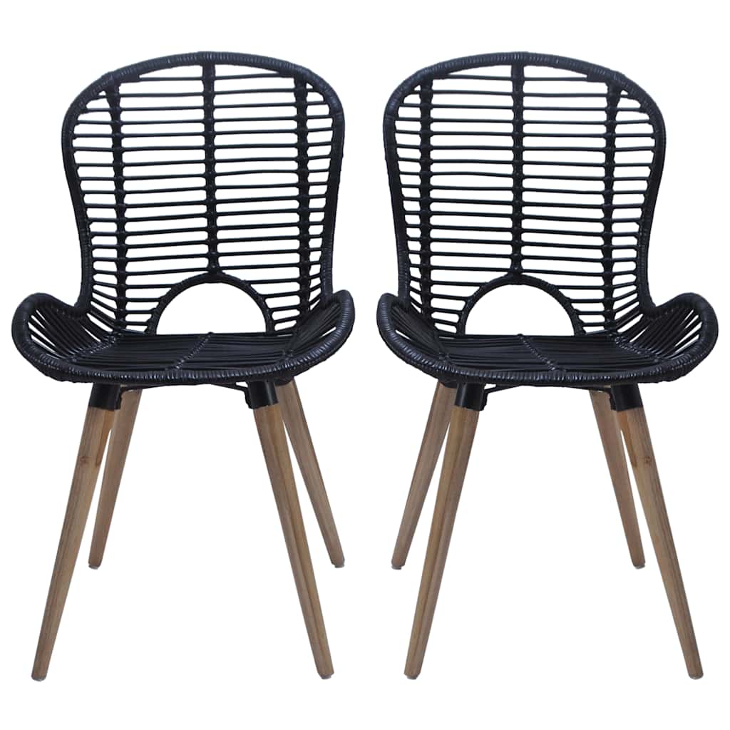 vidaXL Esszimmerstühle 4 Stk. Schwarz Natur Rattan