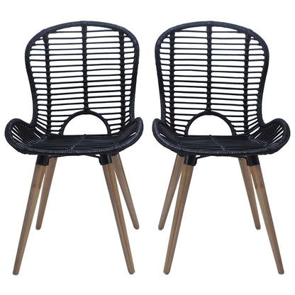 vidaXL Esszimmerstühle 4 Stk. Schwarz Natur Rattan