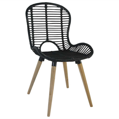 vidaXL Esszimmerstühle 4 Stk. Schwarz Natur Rattan