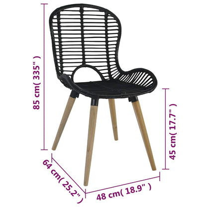 vidaXL Esszimmerstühle 4 Stk. Schwarz Natur Rattan