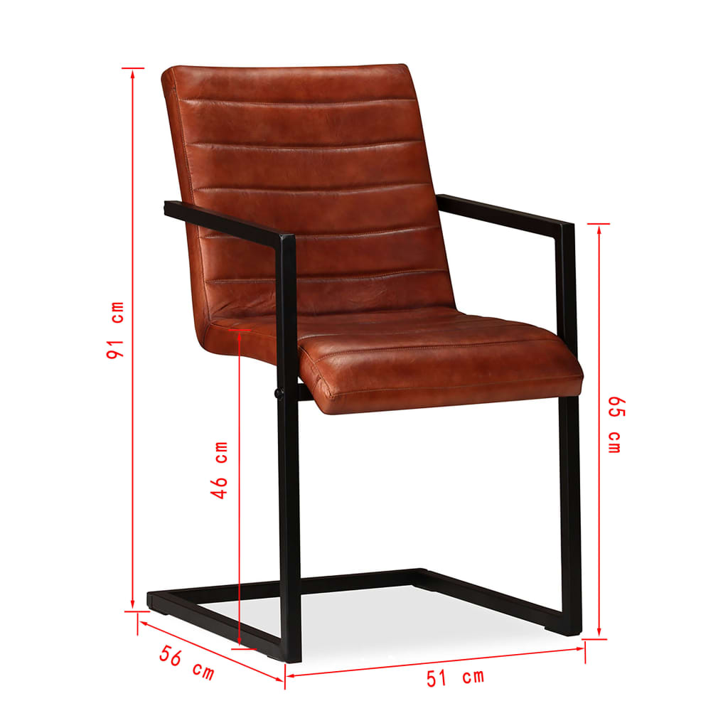 vidaXL Esszimmerstühle 6 Stk. Echtleder Braun
