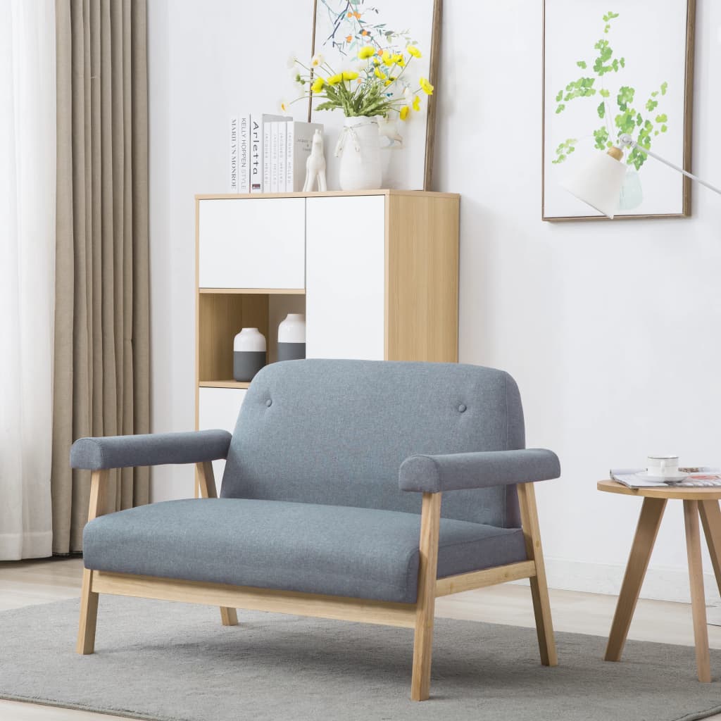 vidaXL 2-Sitzer-Sofa Stoff Hellgrau