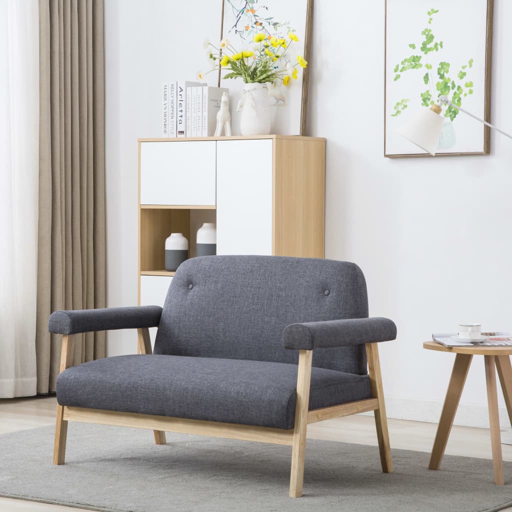 vidaXL 2-Sitzer-Sofa Stoff Dunkelgrau