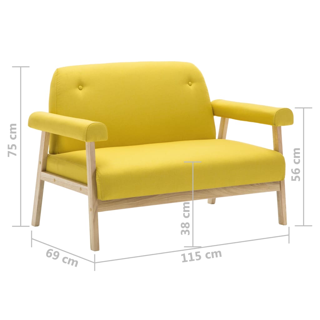 vidaXL 2-Sitzer-Sofa Stoff Gelb