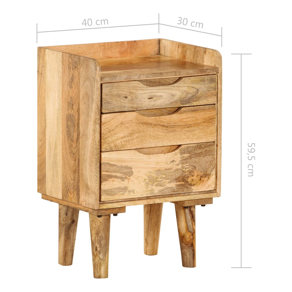 vidaXL Table de chevet Bois de manguier massif 40x30x59,5 cm