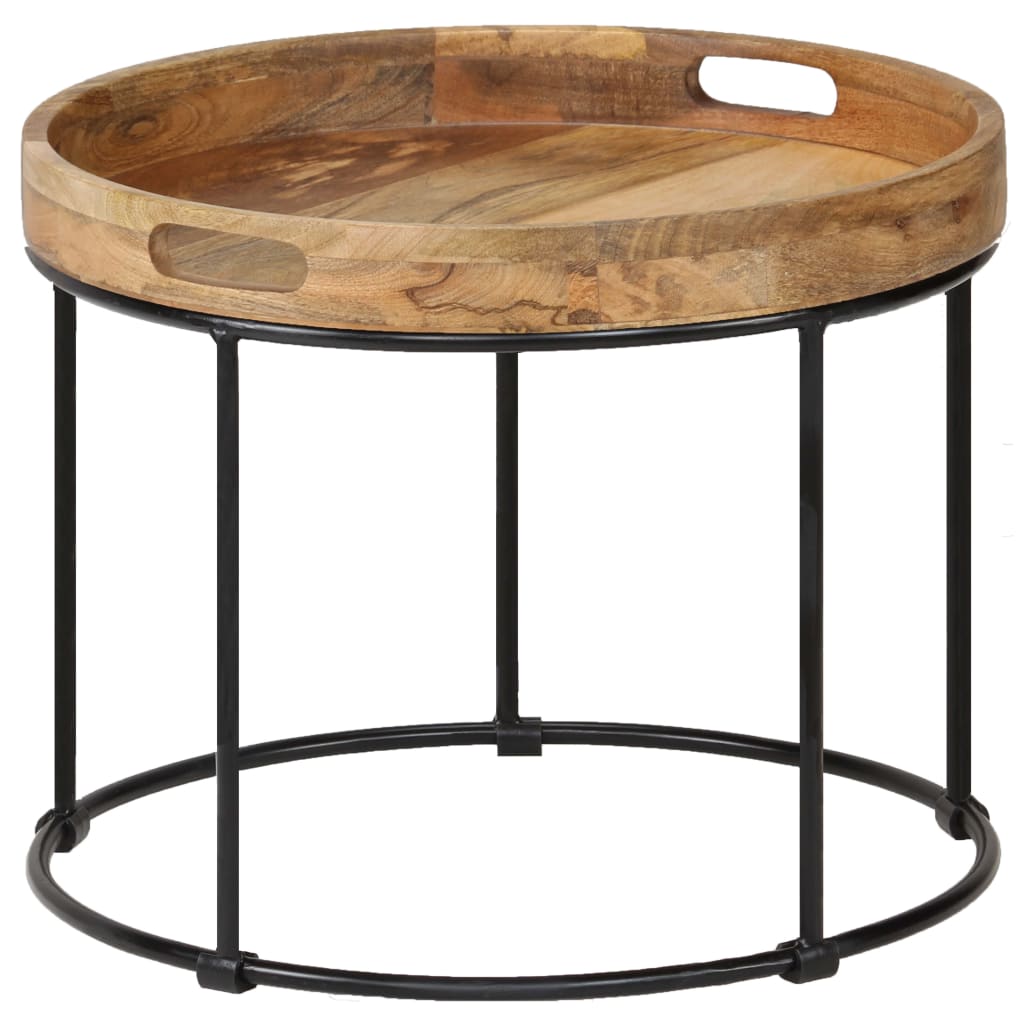 vidaXL Table basse bois de manguier massif et acier 50x40 cm