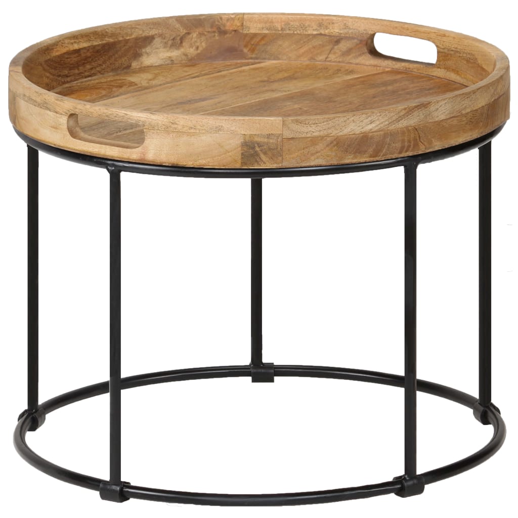 vidaXL Table basse bois de manguier massif et acier 50x40 cm