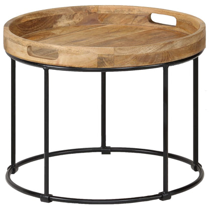 vidaXL Table basse bois de manguier massif et acier 50x40 cm