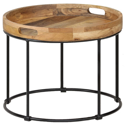 vidaXL Table basse bois de manguier massif et acier 50x40 cm