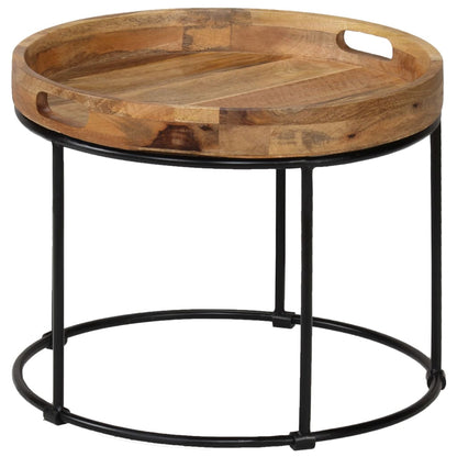 vidaXL Table basse bois de manguier massif et acier 50x40 cm