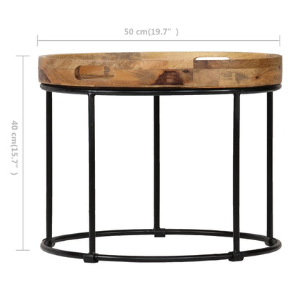 vidaXL Table basse bois de manguier massif et acier 50x40 cm