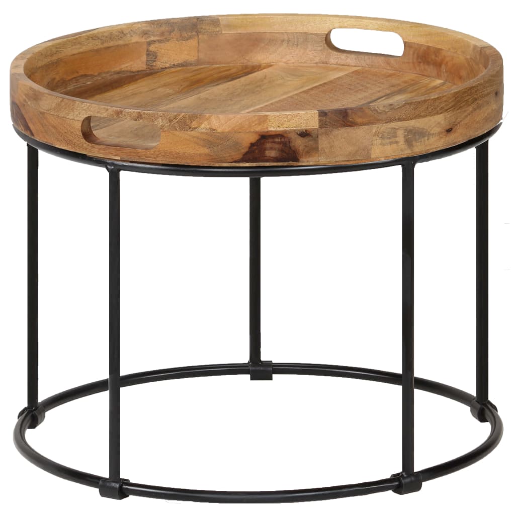 vidaXL Table basse bois de manguier massif et acier 50x40 cm