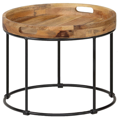 vidaXL Table basse bois de manguier massif et acier 50x40 cm