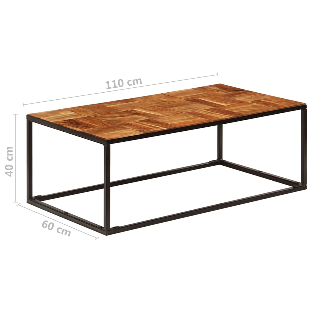 vidaXL Table basse 110x60x40 cm en bois d'acacia massif et acier