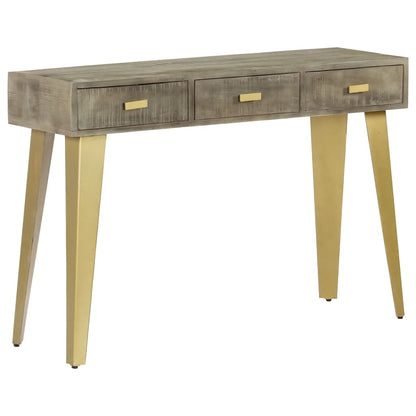 vidaXL Konsolentisch Grau mit Messing 110 x 35 x 76 cm Mangoholz Massiv