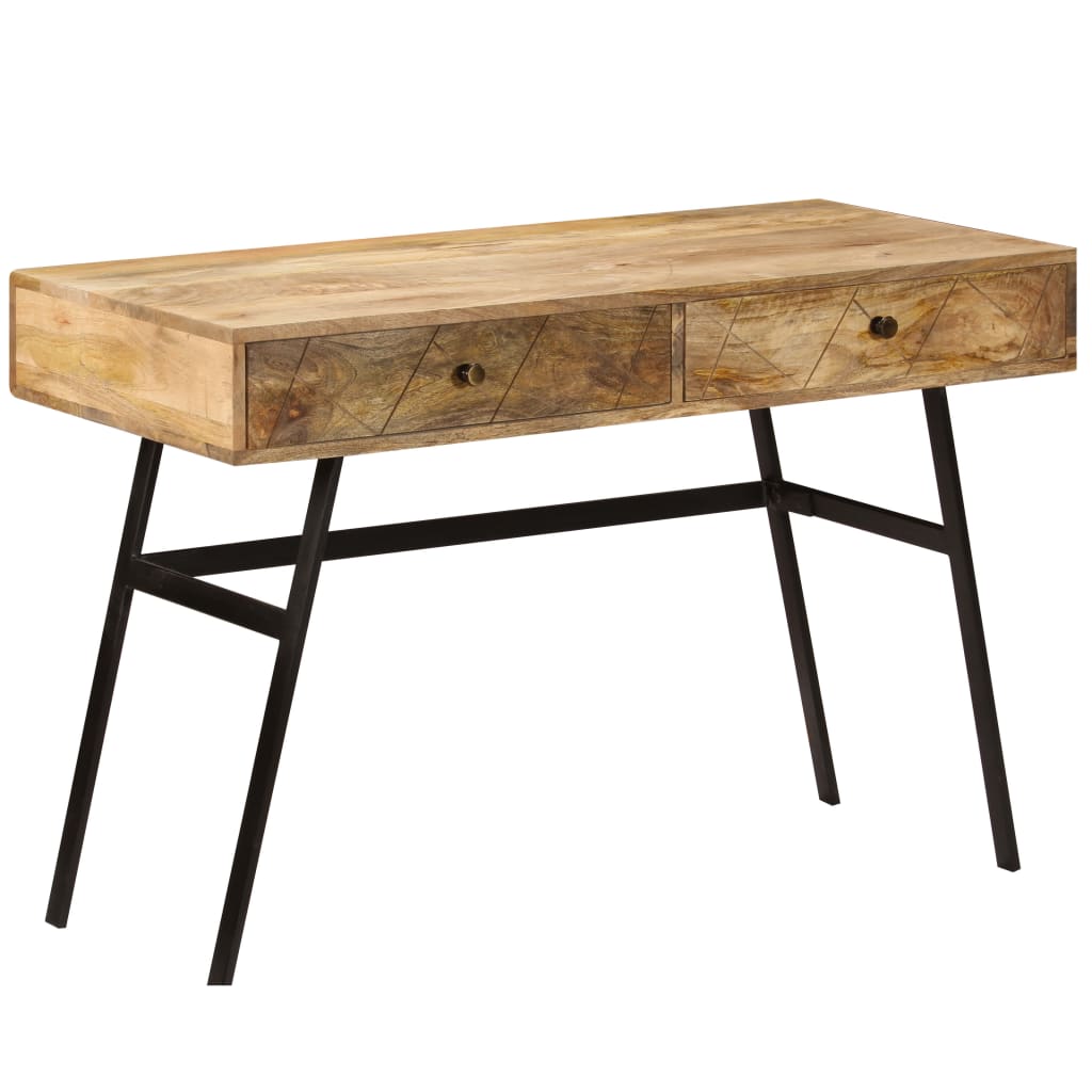 vidaXL Schreibtisch mit Schubladen Massivholz Mango 110×50×76 cm