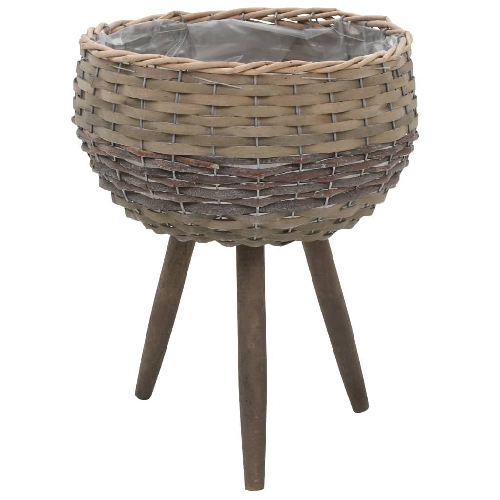 vidaXL Jardinières 3 pcs. Osier avec doublure en PE